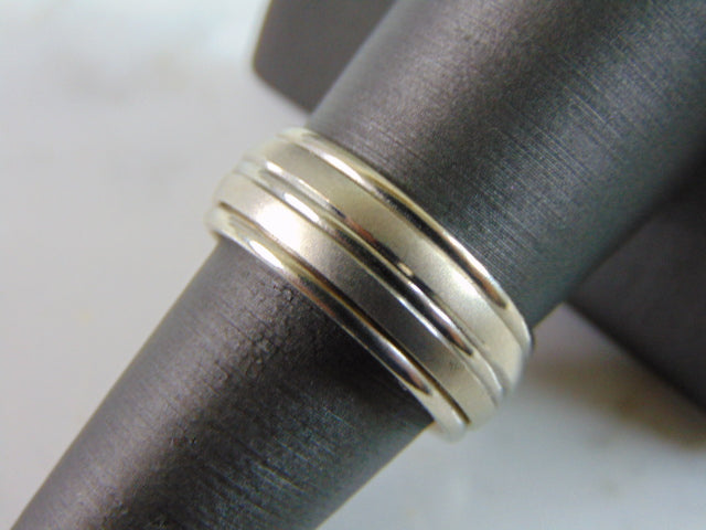 Mens Vintage Estate 14K White Gold Wedding Band Ring, 10.0g E3425