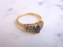 Load image into Gallery viewer, Women&#39;s Vintage Estate 14K Gold Sapphire Ring w/ Diamonds 2.5g E3531