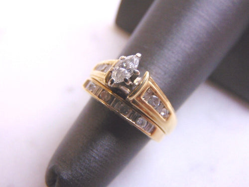 Women's Vintage Estate 14K Yellow Gold Diamond Engagement Ring Set, 4.9g E3535