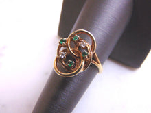 Load image into Gallery viewer, Women&#39;s Vintage Estate 14K Yellow Gold Diamond Emerald Ring 3.8g E3545