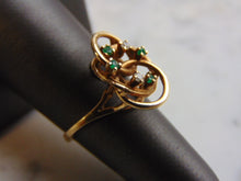 Load image into Gallery viewer, Women&#39;s Vintage Estate 14K Yellow Gold Diamond Emerald Ring 3.8g E3545
