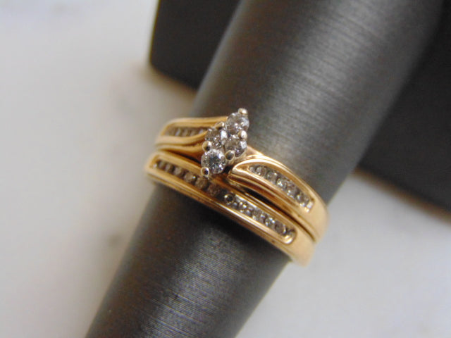 Women's Vintage Estate 14K Yellow Gold Diamond Engagement Ring Set, 6.0g E3581