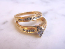 Load image into Gallery viewer, Women&#39;s Vintage Estate 14K Yellow Gold Diamond Engagement Ring Set, 6.0g E3581