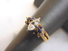 Load image into Gallery viewer, Womens Vintage Estate 14K Gold Marquise Diamond Sapphire Ring 5.1g  #E3592