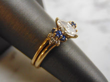 Load image into Gallery viewer, Womens Vintage Estate 14K Gold Marquise Diamond Sapphire Ring 5.1g  #E3592
