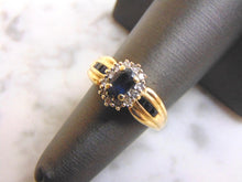 Load image into Gallery viewer, Womens Vintage Estate 14k Yellow Gold Ring w/ Sapphire &amp; Diamonds 5.8g #E3626