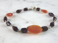 Load image into Gallery viewer, Womens Vintage Estate Sterling Silver Amber Bracelet 7.3g E3652