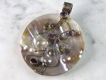 Load image into Gallery viewer, Womens Vintage Estate Sterling Silver Multi Stone MOP Pendant 29.1g E3654