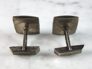 Mens Vintage Estate Sterling Silver Modernist Cufflinks 12.6g E3669