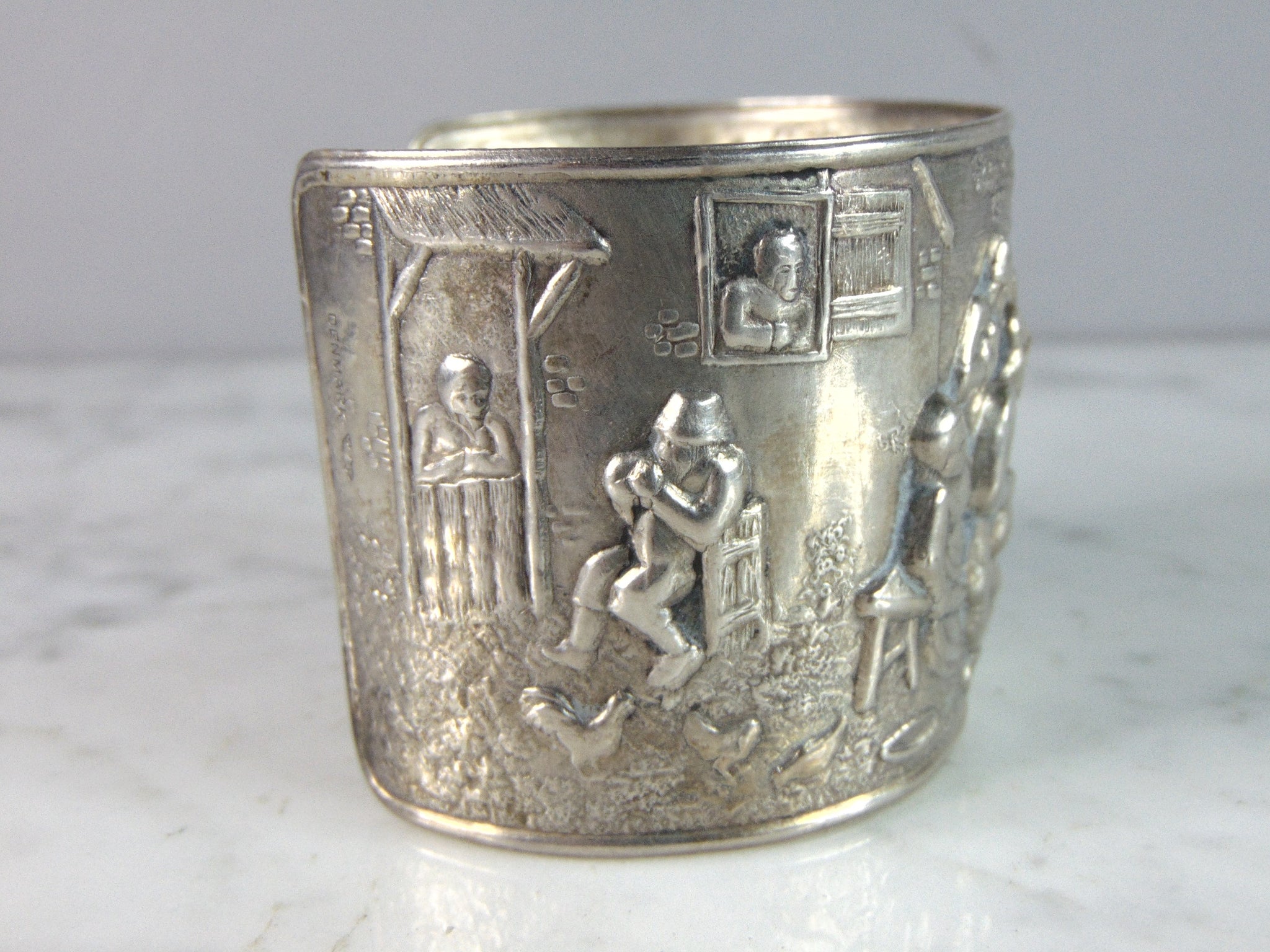 Vintage Estate Hans Jensen Denmark Silver Plated Repousse Cuff