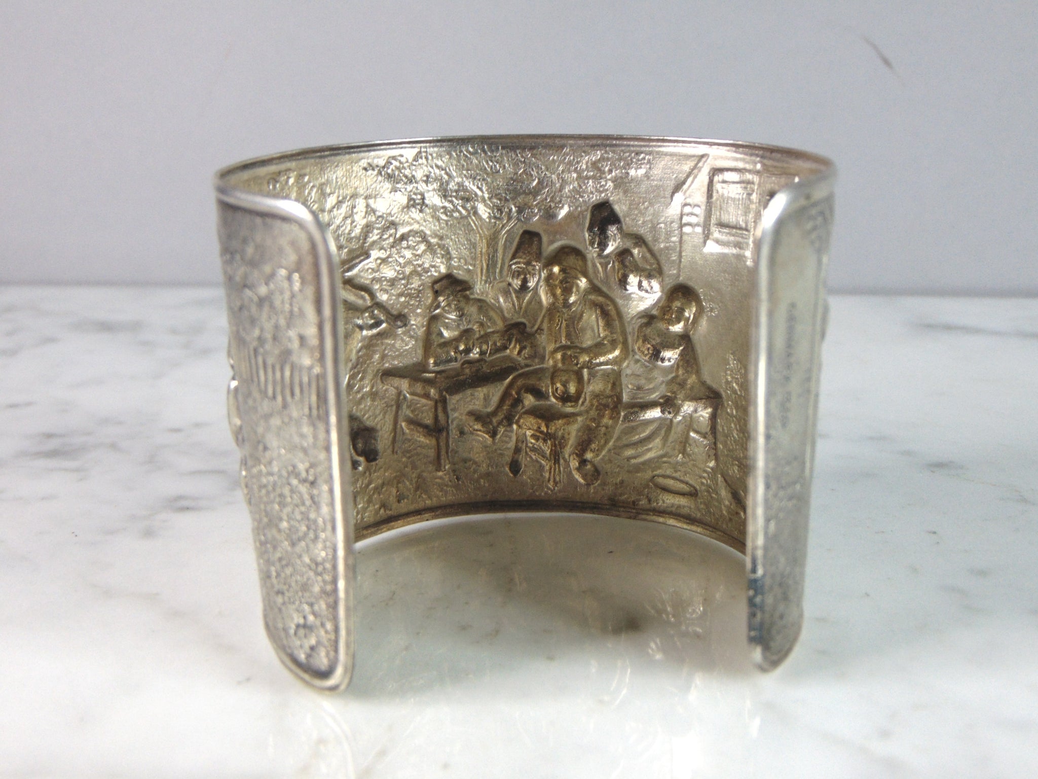 Vintage Estate Hans Jensen Denmark Silver Plated Repousse Cuff