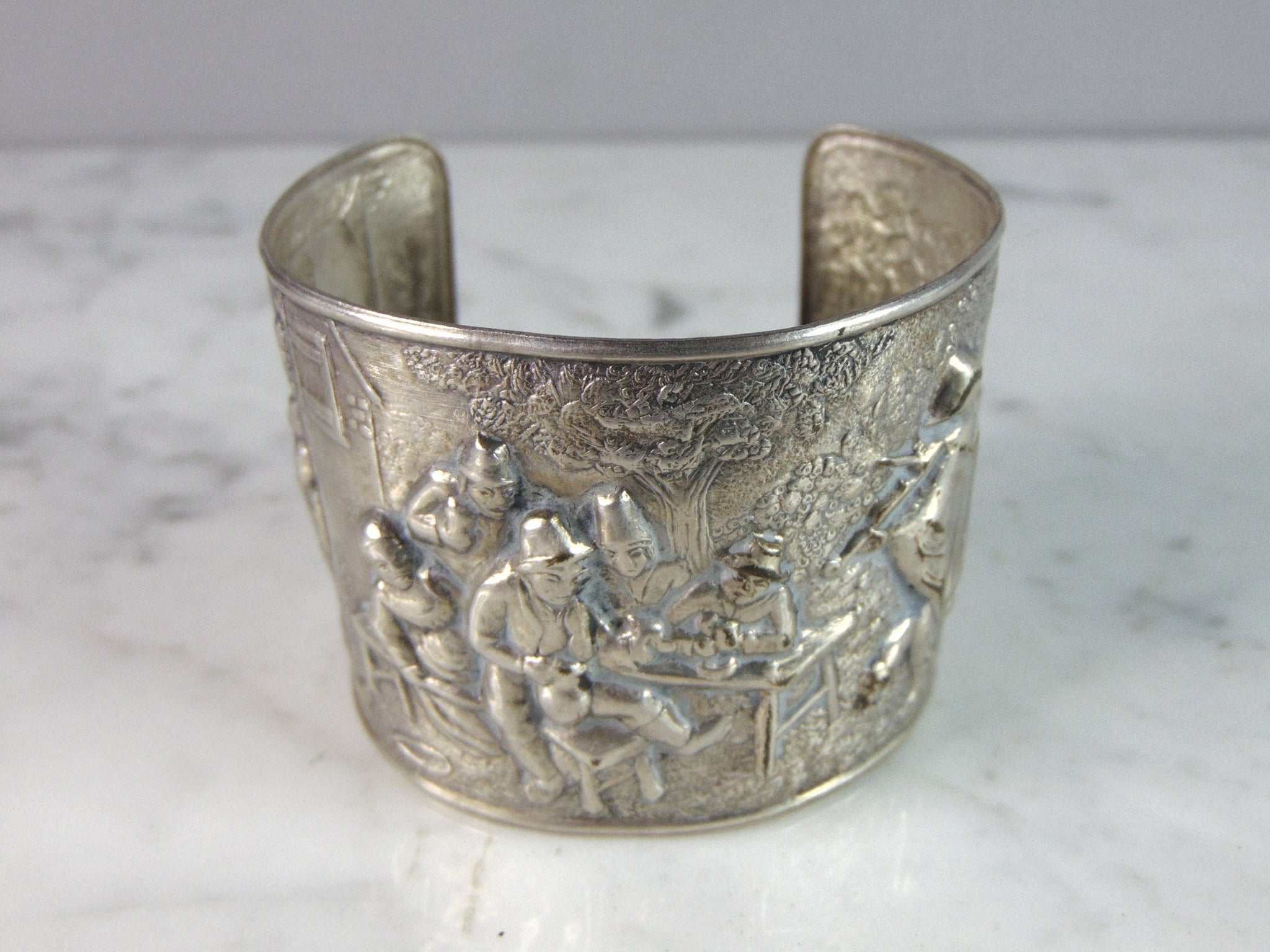 Vintage Estate Hans Jensen Denmark Silver Plated Repousse Cuff