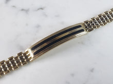 Load image into Gallery viewer, Mens Vintage Estate 14k Yellow &amp; White Gold Onyx Bracelet 31.3g E3735