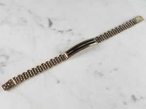 Mens Vintage Estate 14k Yellow & White Gold Onyx Bracelet 31.3g E3735