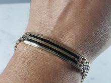 Load image into Gallery viewer, Mens Vintage Estate 14k Yellow &amp; White Gold Onyx Bracelet 31.3g E3735