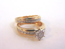 Load image into Gallery viewer, Womens Vintage Estate 10K Yellow Gold Diamond Wedding Ring Set 4.1g E3809
