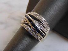 Load image into Gallery viewer, Womens Vintage Estate 14K White Gold Sapphire &amp; Diamond Ring, 7.4g E3847