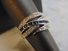 Load image into Gallery viewer, Womens Vintage Estate 14K White Gold Sapphire &amp; Diamond Ring, 7.4g E3847