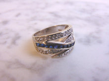 Load image into Gallery viewer, Womens Vintage Estate 14K White Gold Sapphire &amp; Diamond Ring, 7.4g E3847