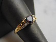 Load image into Gallery viewer, Womens Vintage Estate 10k Gold Mystic Topaz ? &amp; Diamond Heart Ring 2.3g #E3863