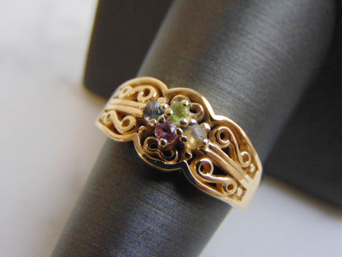 Women's Vintage Estate 14K Gold Multi Stone Ring 5.5g E3870