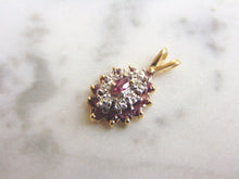 Load image into Gallery viewer, Womens Vintage Estate 14k Yellow Gold Diamond Rhodolite Pendant 2.3g  E3894