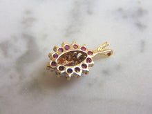 Load image into Gallery viewer, Womens Vintage Estate 14k Yellow Gold Diamond Rhodolite Pendant 2.3g  E3894