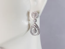 Load image into Gallery viewer, Womens Vintage Estate Sterling Silver CZ Earrings 2.8g E4243