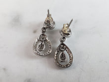 Load image into Gallery viewer, Womens Vintage Estate Sterling Silver CZ Earrings 2.8g E4243