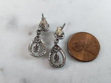 Load image into Gallery viewer, Womens Vintage Estate Sterling Silver CZ Earrings 2.8g E4243