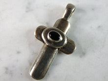 Load image into Gallery viewer, Womens Vintage Estate Sterling Silver Onyx Cross Pendant 12.1g E5336