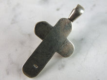 Load image into Gallery viewer, Womens Vintage Estate Sterling Silver Onyx Cross Pendant 12.1g E5336
