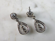 Load image into Gallery viewer, Womens Vintage Estate Sterling Silver CZ Earrings 2.7g E5402
