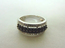 Load image into Gallery viewer, Womens Sterling Silver .925 Ring w/ CZ Stones with Onyx 3.3g #E2642