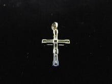 Load image into Gallery viewer, Womens Sterling Silver .925 Religious Cross Pendant w/ CZ Crystals 0.9g #E2696