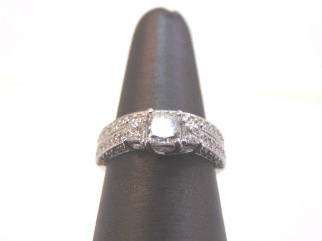 Womens 2pc Vintage Estate 14K White Gold Diamond Engagement Ring 4.5g E2770