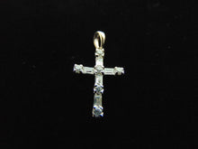 Load image into Gallery viewer, Womens Sterling Silver .925 Religious Cross Pendant w/ CZ Crystals 0.9g #E2696