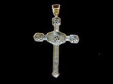 Load image into Gallery viewer, Vintage Estate 10k Gold &amp; Diamonds Religious Crucifix Cross Pendant 4.8g E2944