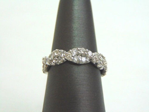 Women's 14K White Gold Diamond Braided Ring 3.9g E3513