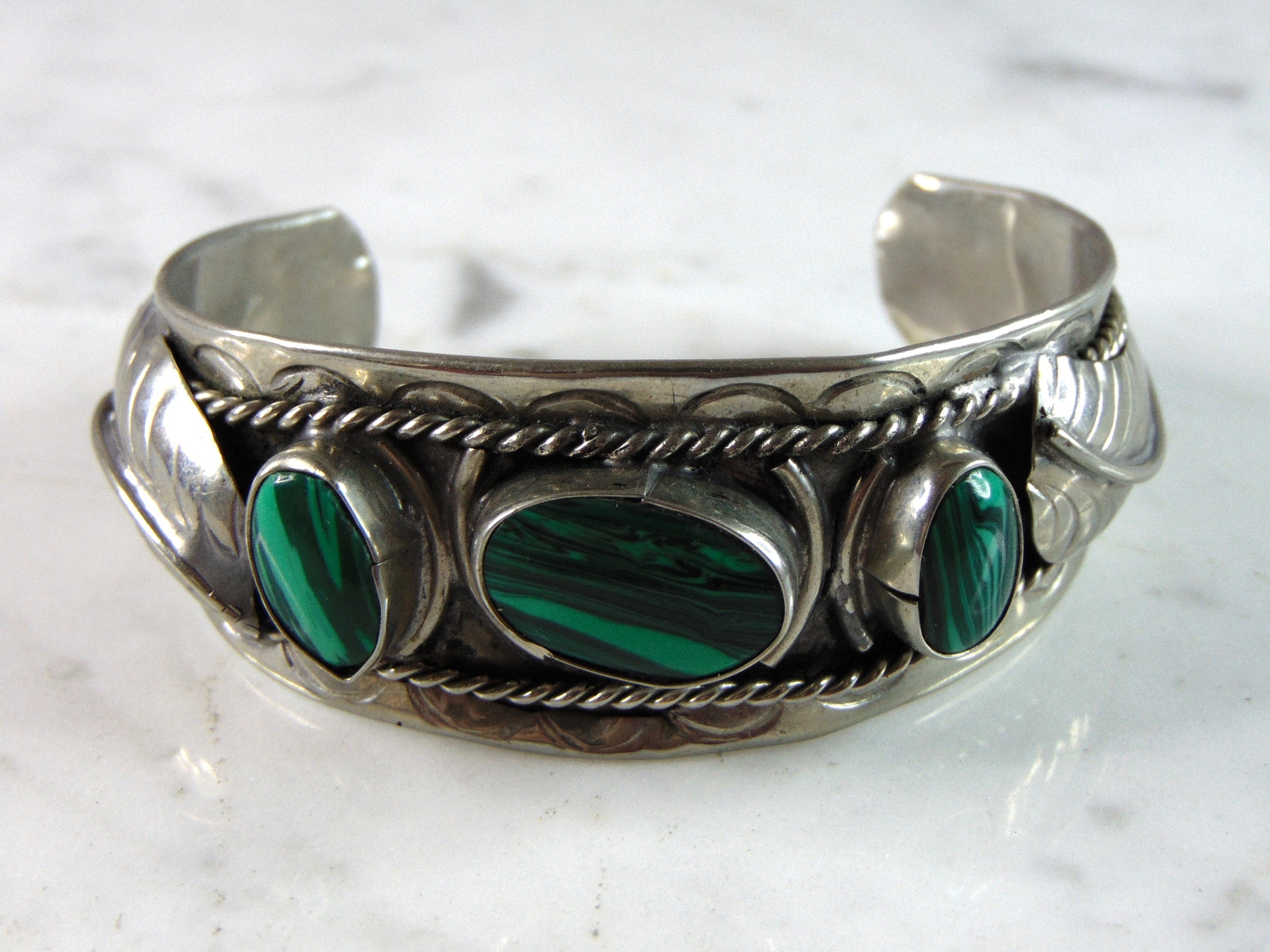 Sterling Silver Malachite newest Cuff Bracelet