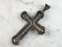 Load image into Gallery viewer, Womens Vintage Estate Sterling Silver CZ Cross Pendant 28.9g E6015