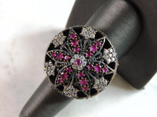 Load image into Gallery viewer, Womens Vintage Estate Sterling Silver Floral CZ Ring 15g E6032
