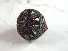 Load image into Gallery viewer, Womens Vintage Estate Sterling Silver Floral CZ Ring 15g E6032