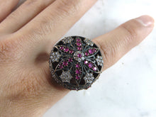 Load image into Gallery viewer, Womens Vintage Estate Sterling Silver Floral CZ Ring 15g E6032
