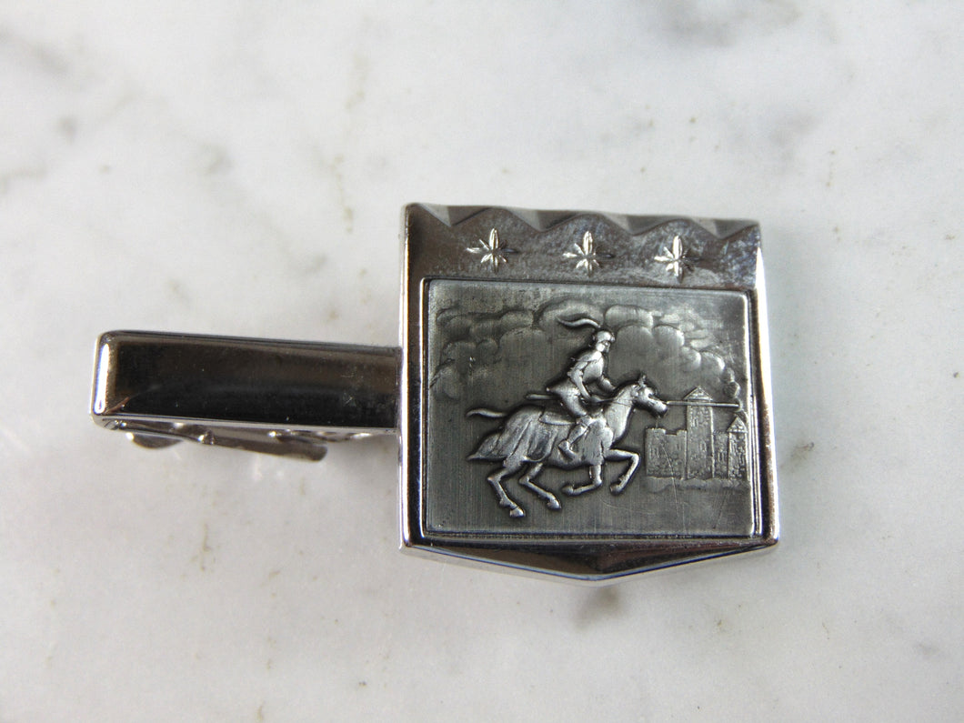 Mens Vintage Estate Stainless Steel Knight Tie Clip E6069