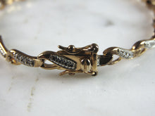 Load image into Gallery viewer, Womens Vintage Estate Sterling Silver Modernist Gold Tone Bracelet 8.3g E6083