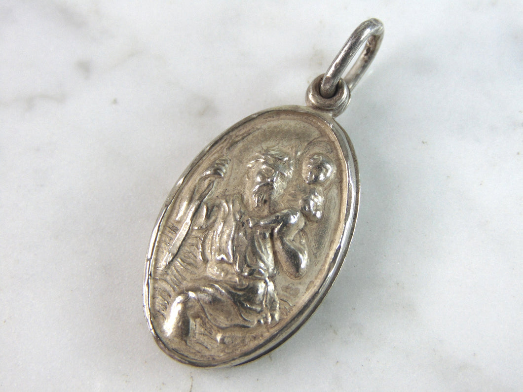 Vintage Estate Sterling Silver Religious Saint Charm Pendant 11g E6087