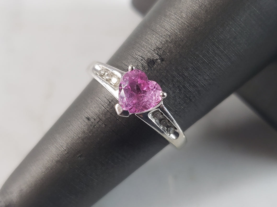 Womens Estate 10K White Gold Rhodolite & Diamond Ring 2.4g E6107
