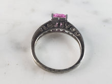Load image into Gallery viewer, Womens Estate 10K White Gold Rhodolite &amp; Diamond Ring 2.4g E6107