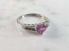 Load image into Gallery viewer, Womens Estate 10K White Gold Rhodolite &amp; Diamond Ring 2.4g E6107